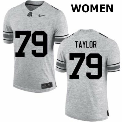 NCAA Ohio State Buckeyes Women's #79 Brady Taylor Gray Nike Football College Jersey JFS7845XX